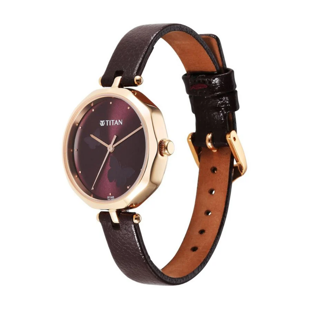 Titan Karishma Quartz Analog Maroon Dial Watch for Women - 2702WL01 - KRISHNA WATCH COMPANY