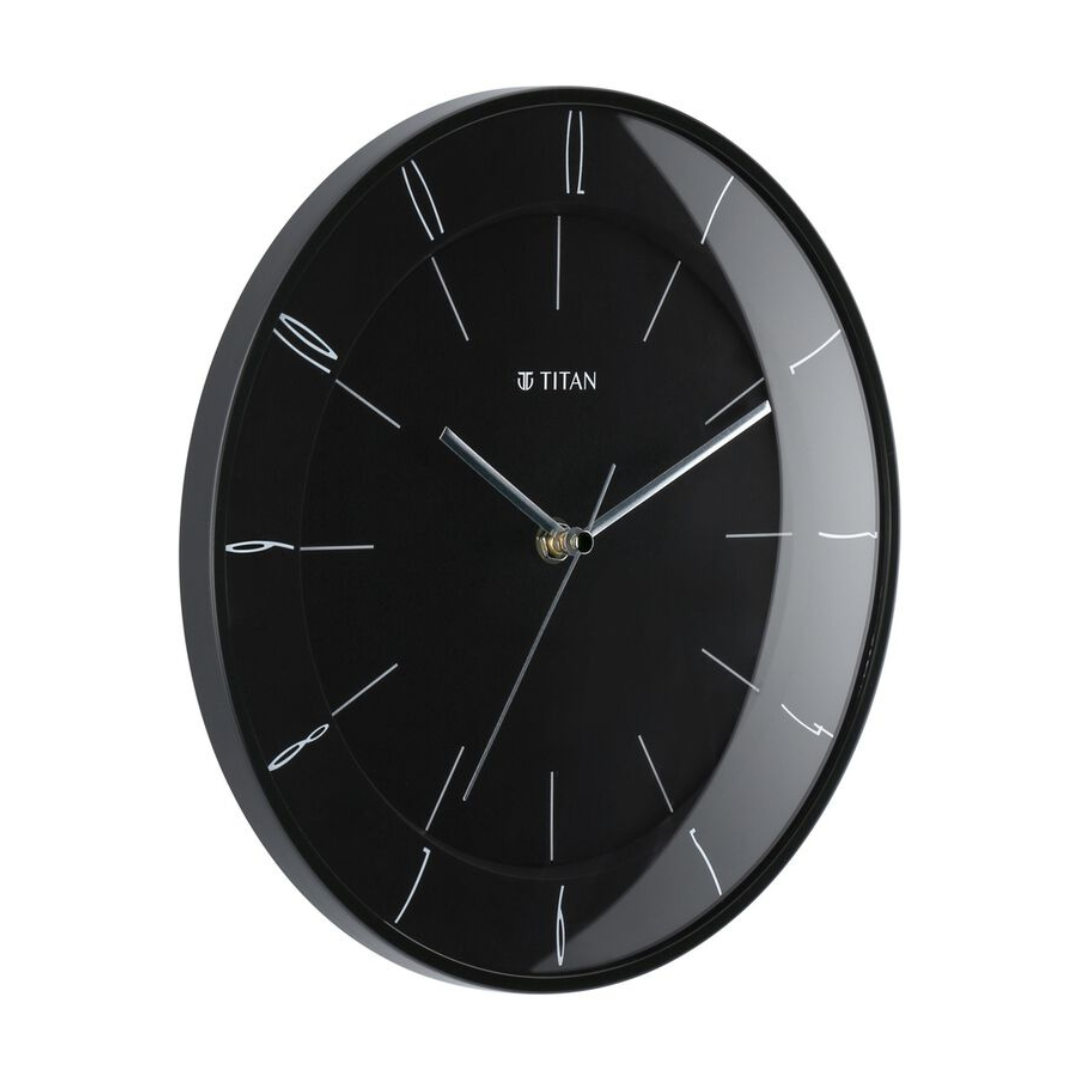 Titan Black Wall Clock with Domed Glass W0010PA01 - KRISHNA WATCH COMPANY