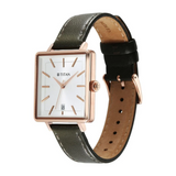Titan Minimalists Quartz Analog with Date Silver Dial Black Leather Strap Watch for Women 94205WL02