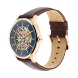Titan Automatic Watch with Blue Dial & Brown Strap 90110WL02