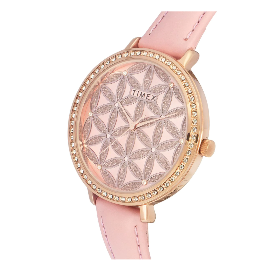 Timex Fashion Women's Pink Dial Round Case 3 Hands Function Watch -TWEL14707 - KRISHNA WATCH COMPANY
