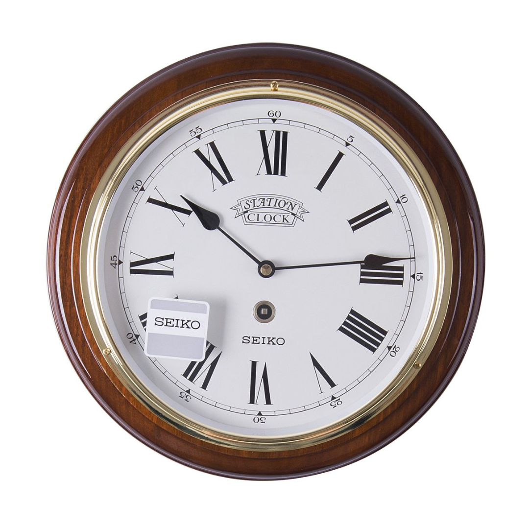 Seiko Alder Wood Clock With Roman Numerals QXA143BN - KRISHNA WATCH COMPANY