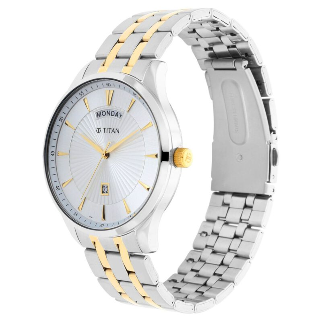 Titan Regalia Opulent White Dial Analog Watch for Men - 90127BM01 - KRISHNA WATCH COMPANY