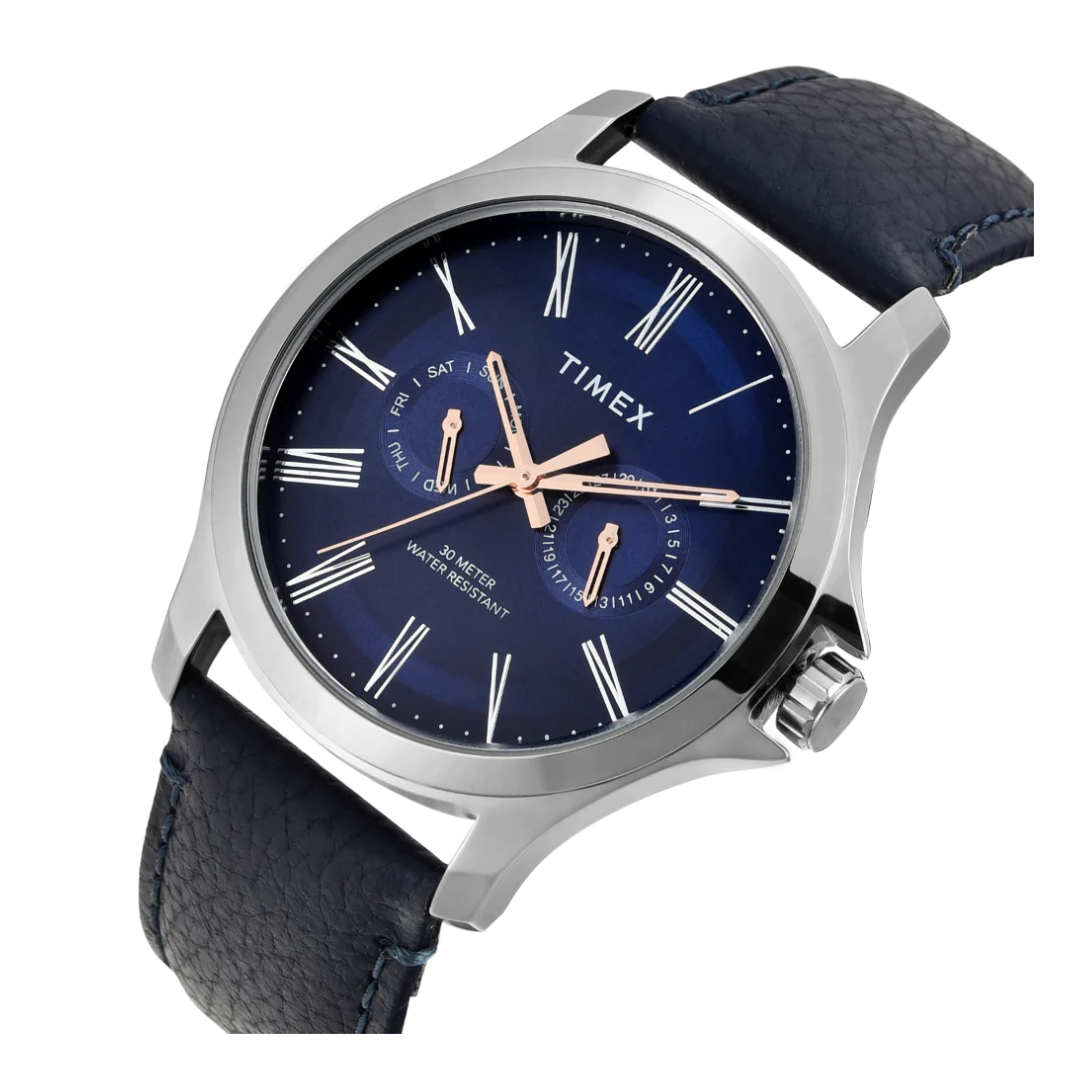 Timex Men Blue Round Analog Dial Watch- TW000X132 - KRISHNA WATCH COMPANY