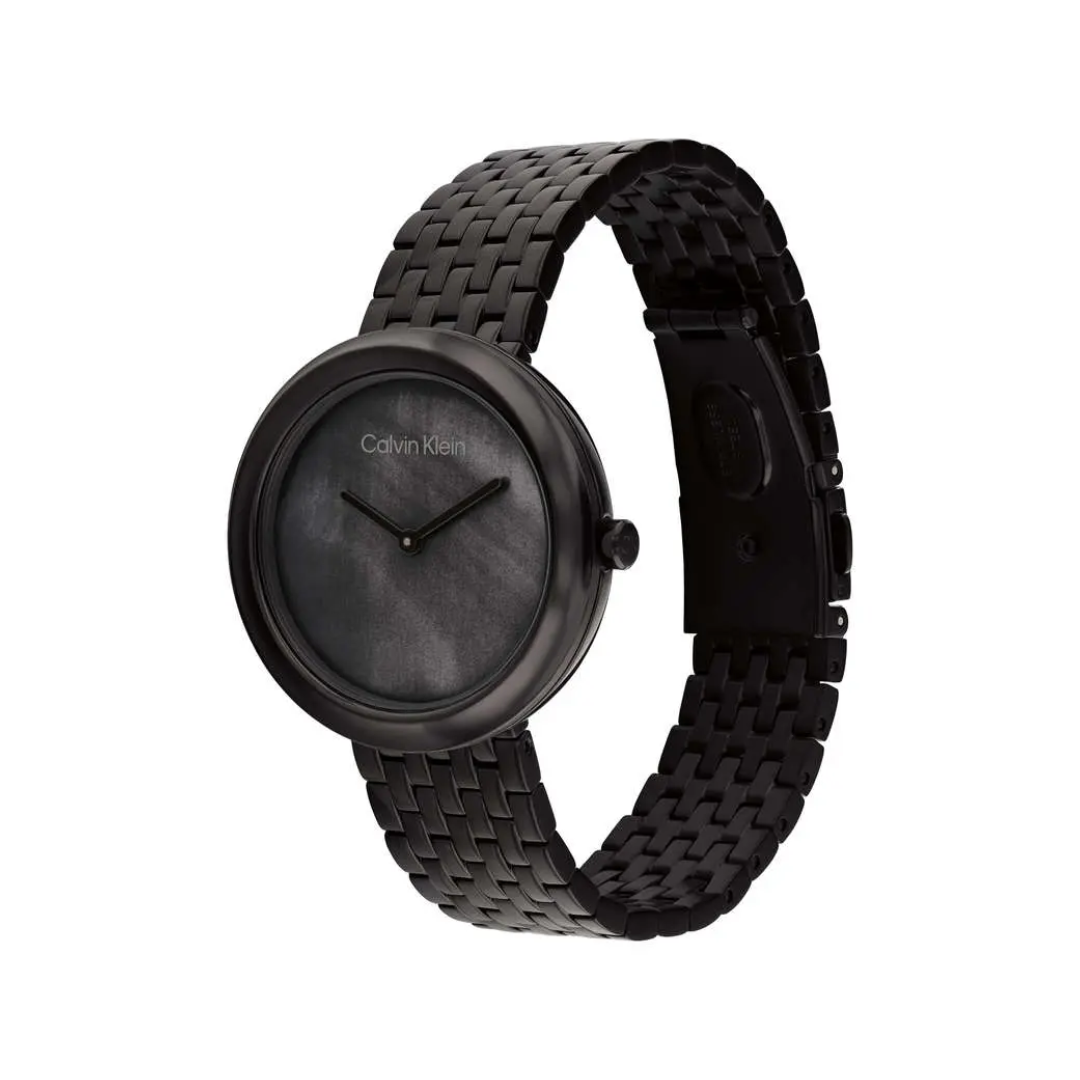 Calvin Klein Twisted Bezel Quartz Black Round Dial Women's Watch - 25200323 - KRISHNA WATCH COMPANY