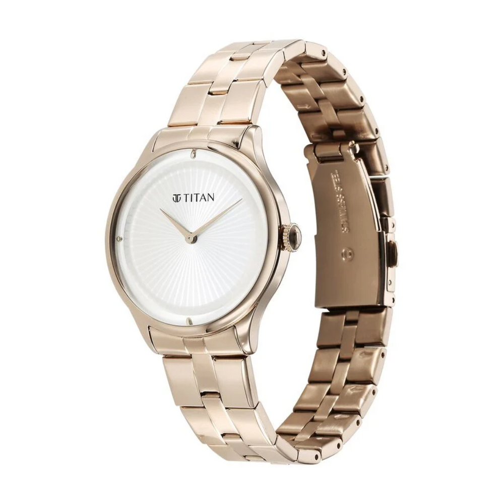 Titan Workwear Quartz Analog White Dial Stainless Steel Strap Watch for Women 95185WM01 - KRISHNA WATCH COMPANY