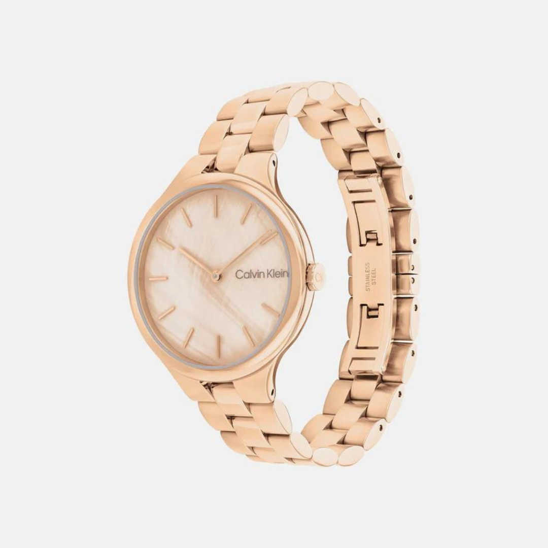 Calvin Klein Linked Female Mother Of Pearl Analog Watch - 25200427 - KRISHNA WATCH COMPANY