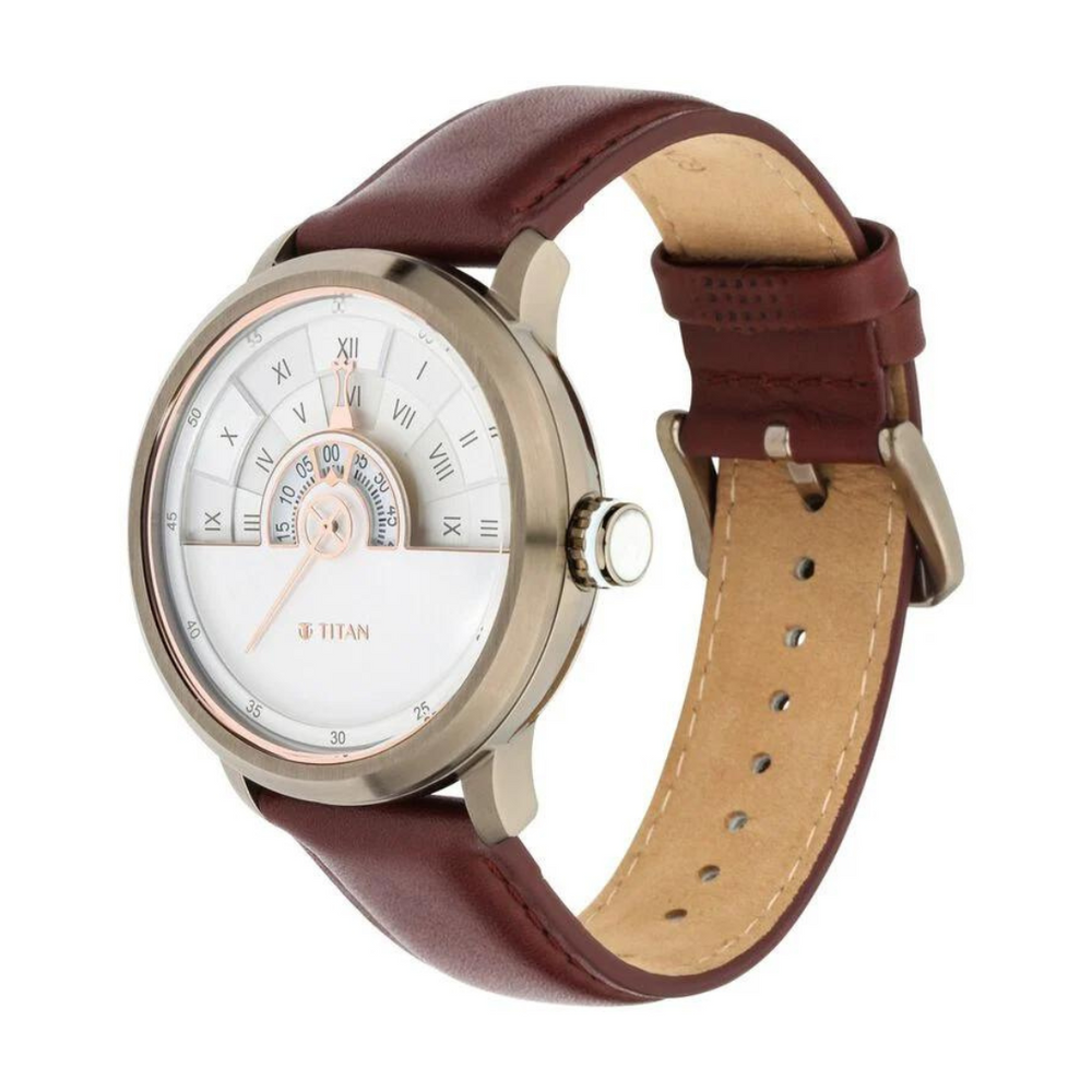 Titan Grandmaster Leather Strap Watch for Men 1828QL02 - KRISHNA WATCH COMPANY