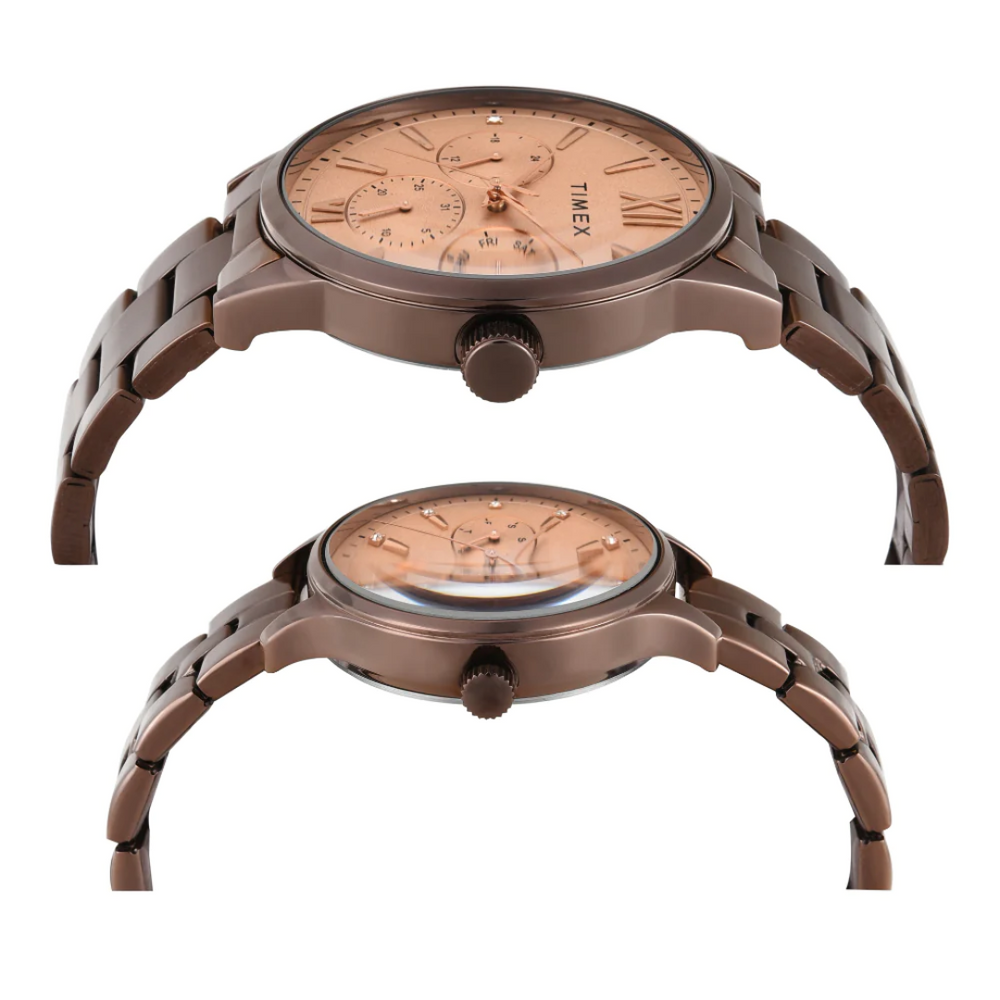 Timex Pairs Rose Gold Round Multifunction Dial Watch- TW00PR306 - KRISHNA WATCH COMPANY