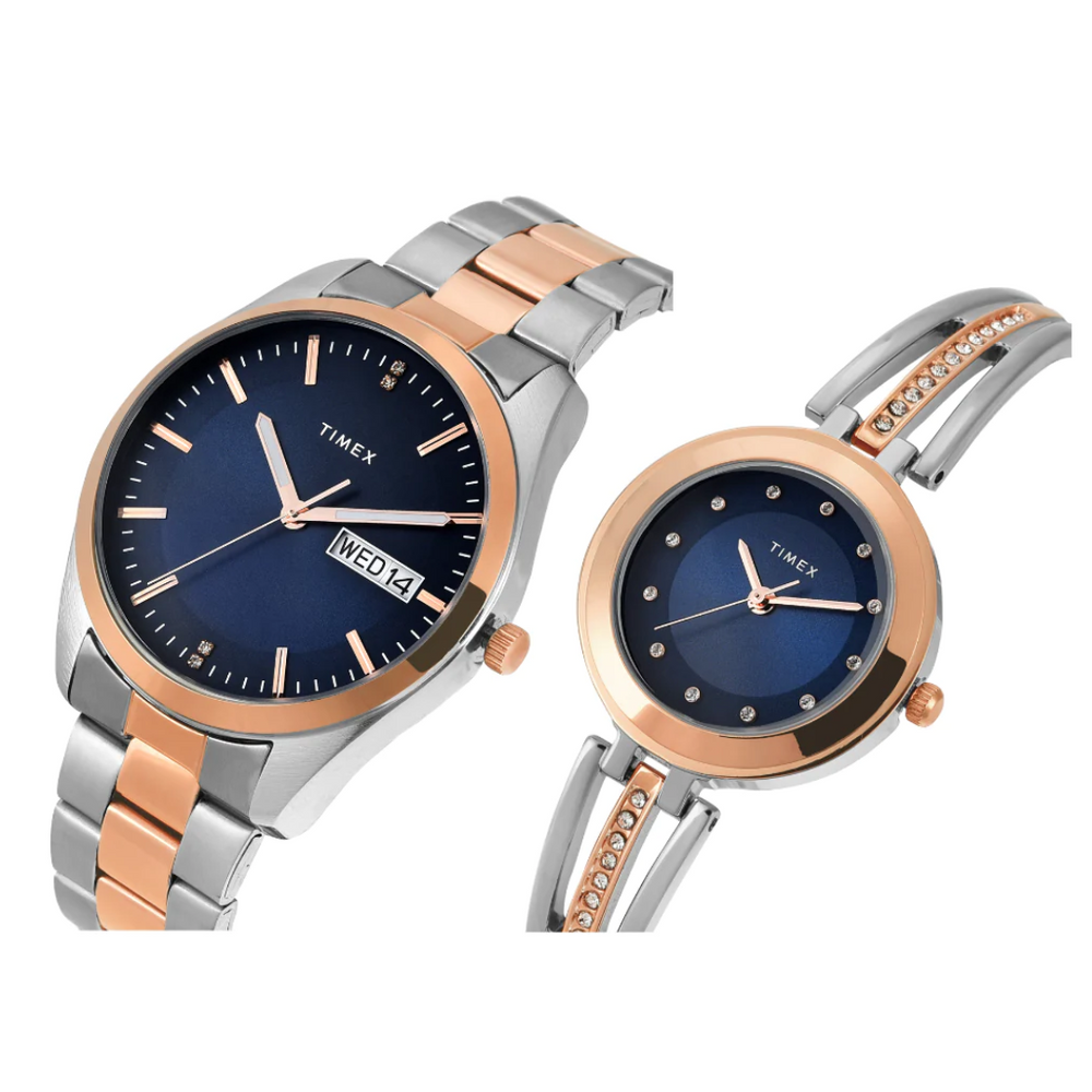 Timex Pairs Blue Round Analog Dial Watch- TW00PR309 - KRISHNA WATCH COMPANY