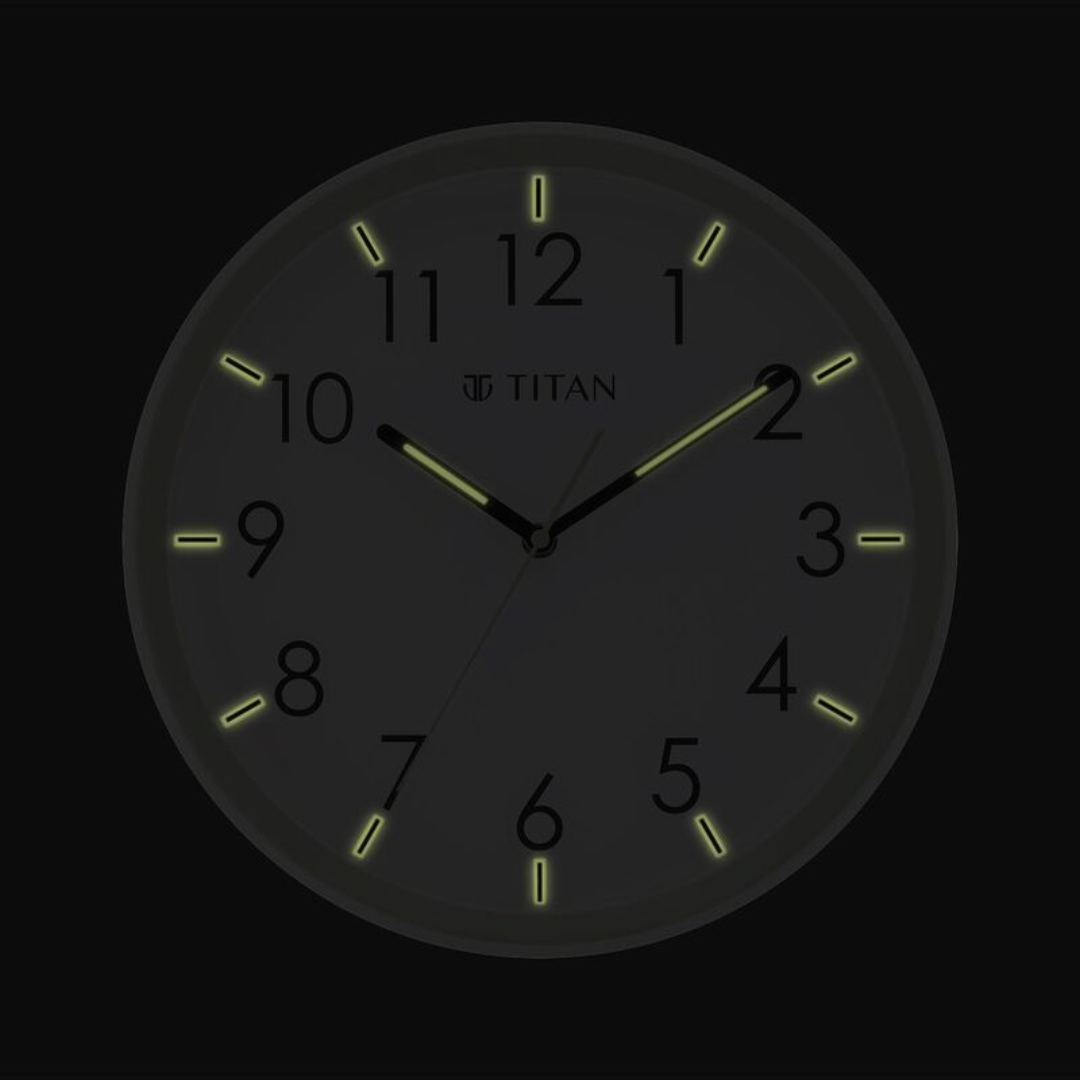 Titan White-Lume Wall Clock: Stylish Nighttime Illumination W0055PA01 - KRISHNA WATCH COMPANY