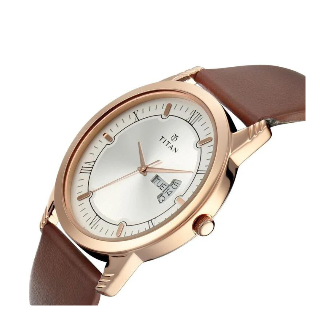 Titan Bandhan Silver White Dial Leather Pair Watches 17742565WL01 - KRISHNA WATCH COMPANY
