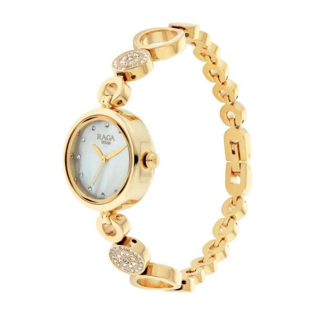 Titan Raga Mother of Pearl Dial Women Watch With Metal Strap 311YM16 - KRISHNA WATCH COMPANY
