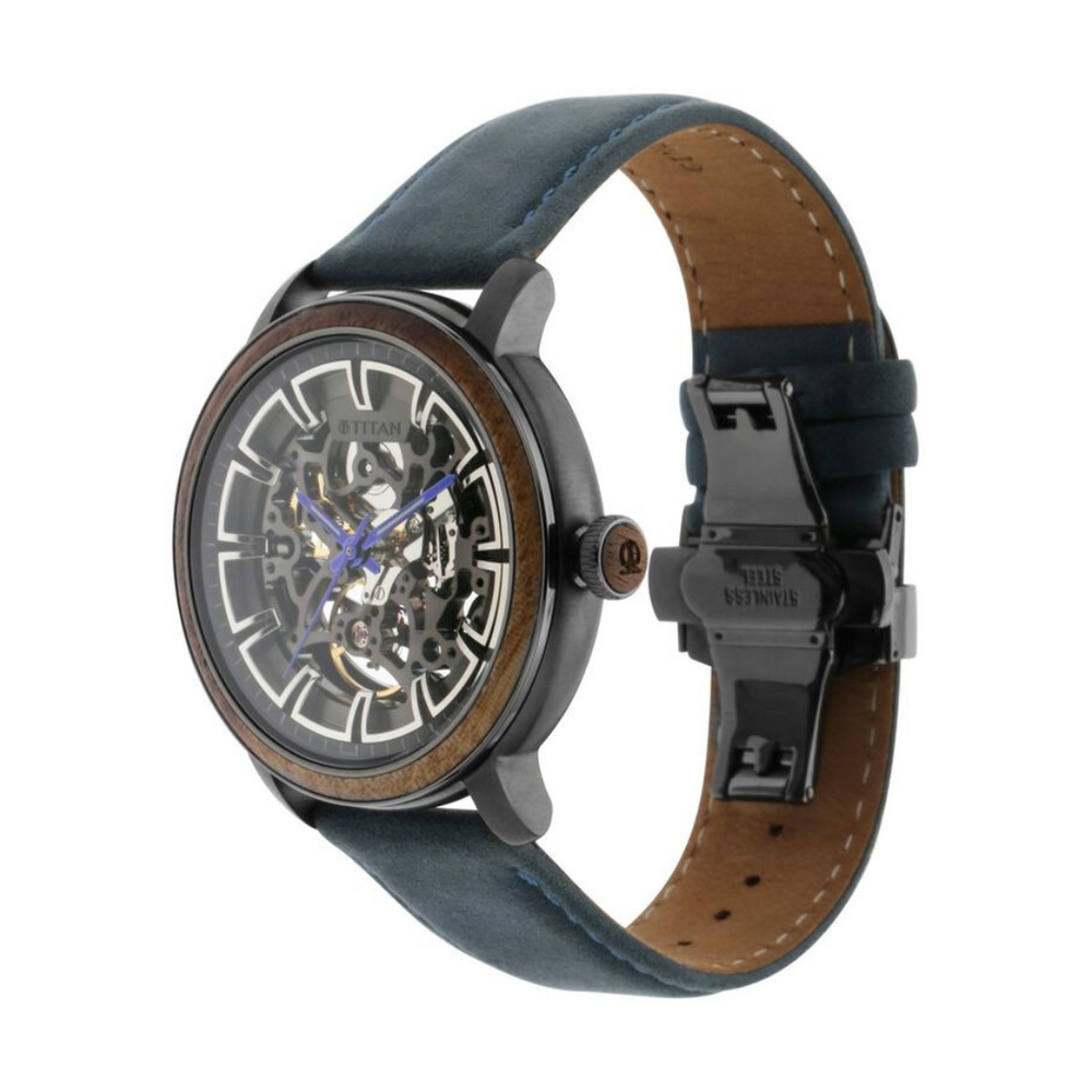 Titan Magnate Blue Dial Automatic Leather Strap watch for Men 1797KL02 - KRISHNA WATCH COMPANY
