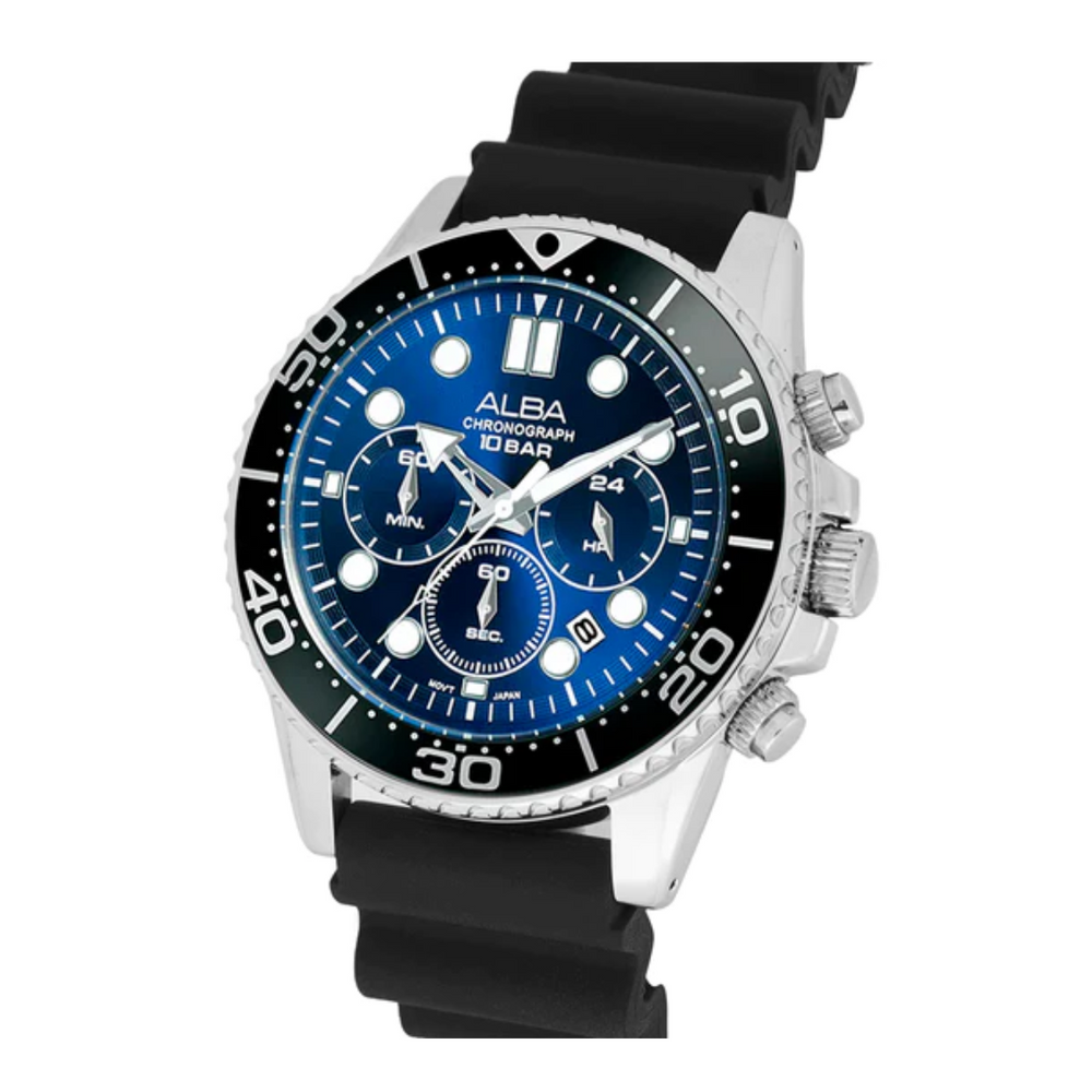 Alba Cobalt Blue Dial with Black Bezel Chronograph AT3J47X1 - KRISHNA WATCH COMPANY