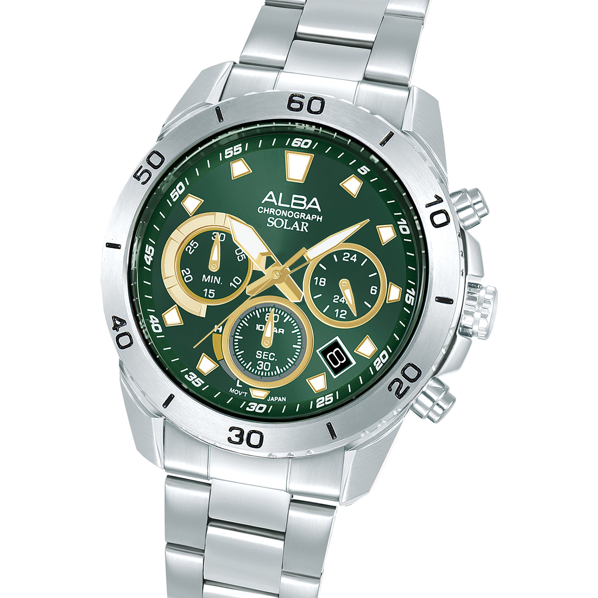 ALBA Green Dial Solar Chronograph Watch AZ5011X1 - KRISHNA WATCH COMPANY
