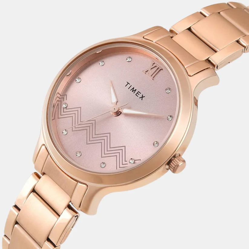TIMEX Rose Gold Round Dial Analog Womens Watch - TWTL12311 - KRISHNA WATCH COMPANY
