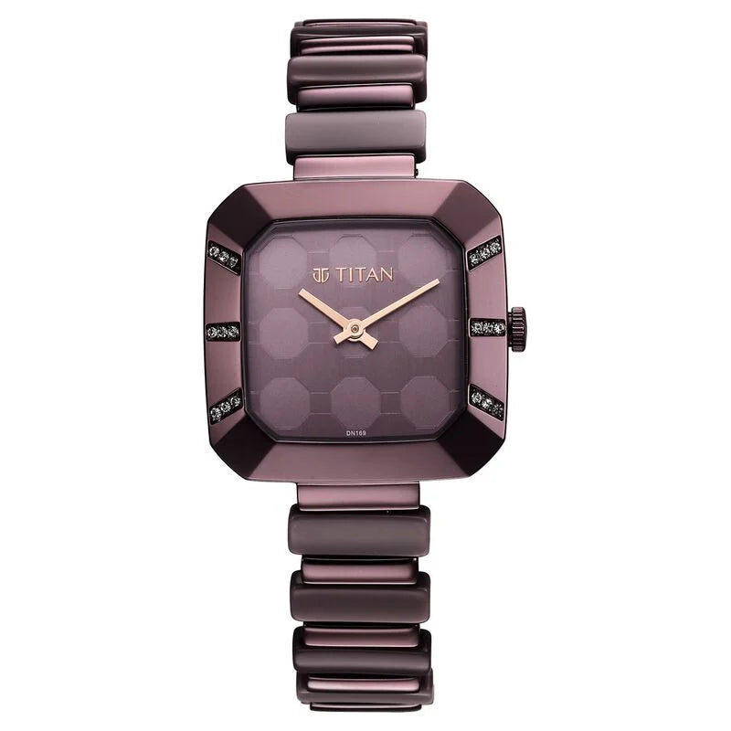 TITAN Glitz Purple Dial Metal & Plastic Strap Watch for Women 95208QD01 - KRISHNA WATCH COMPANY