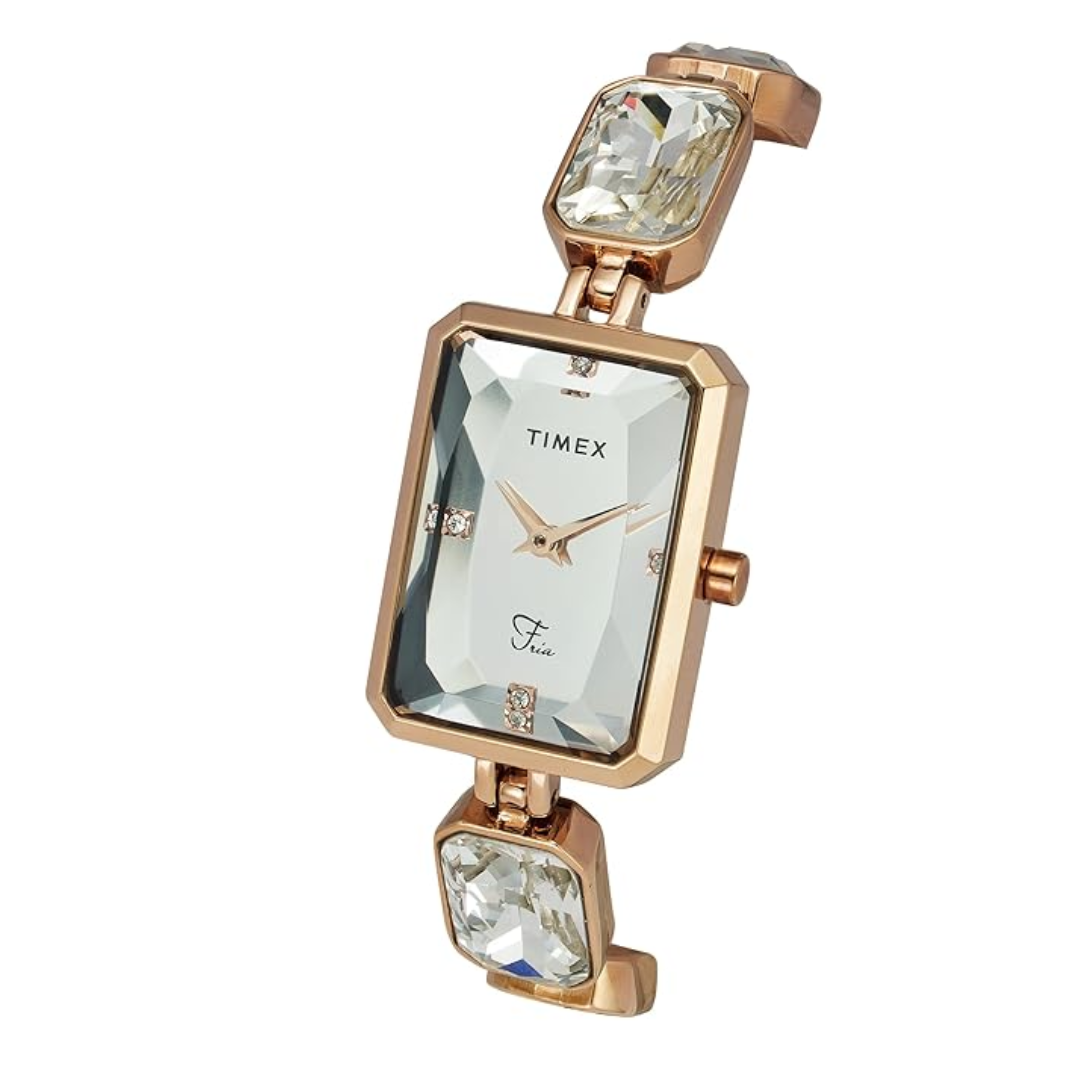 Timex Women Silver Rectangular Analog Dial Watch- TWEL16905 - KRISHNA WATCH COMPANY