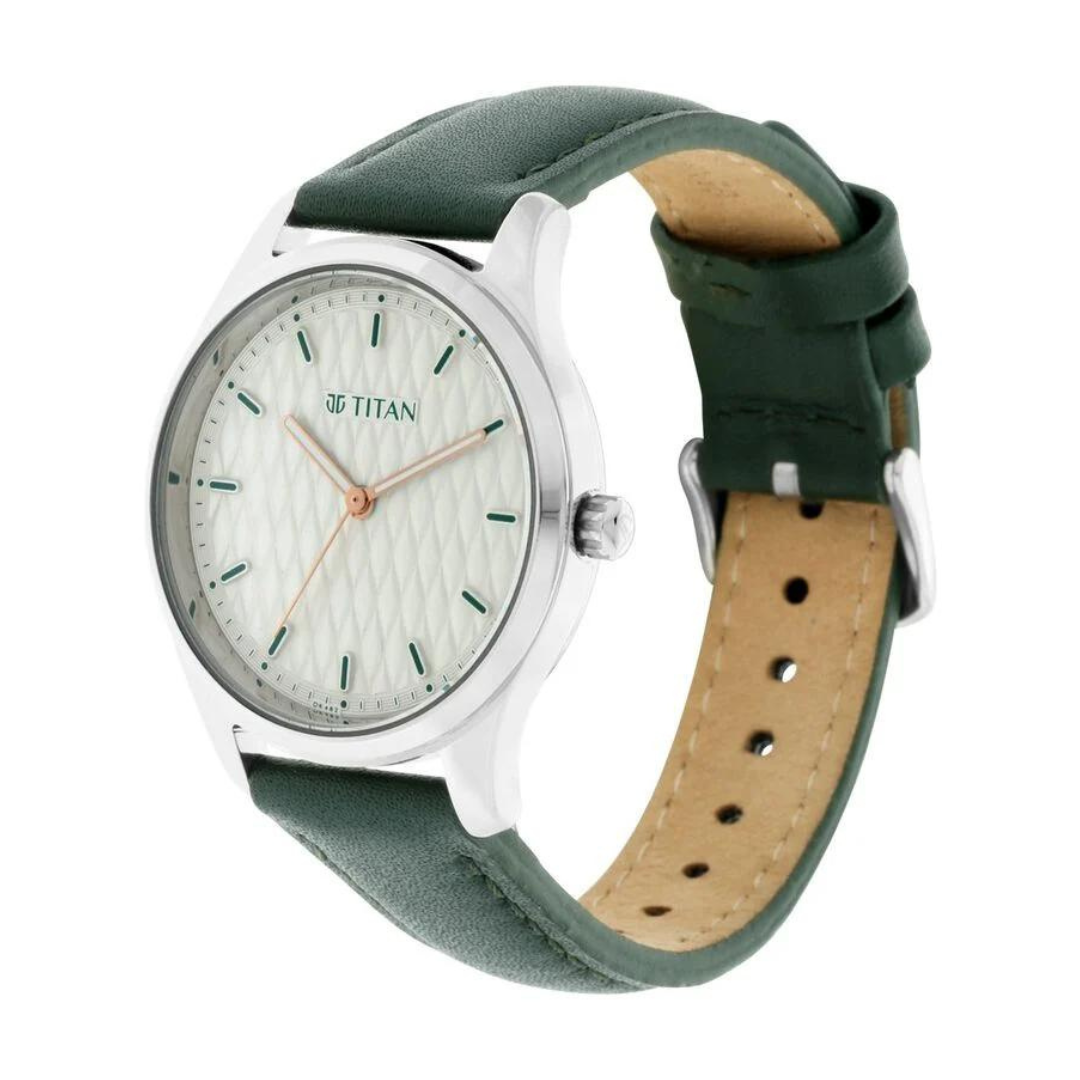 Titan Workwear White Dial Analog Leather Strap watch for Women 2639SL04 (DK482) - KRISHNA WATCH COMPANY