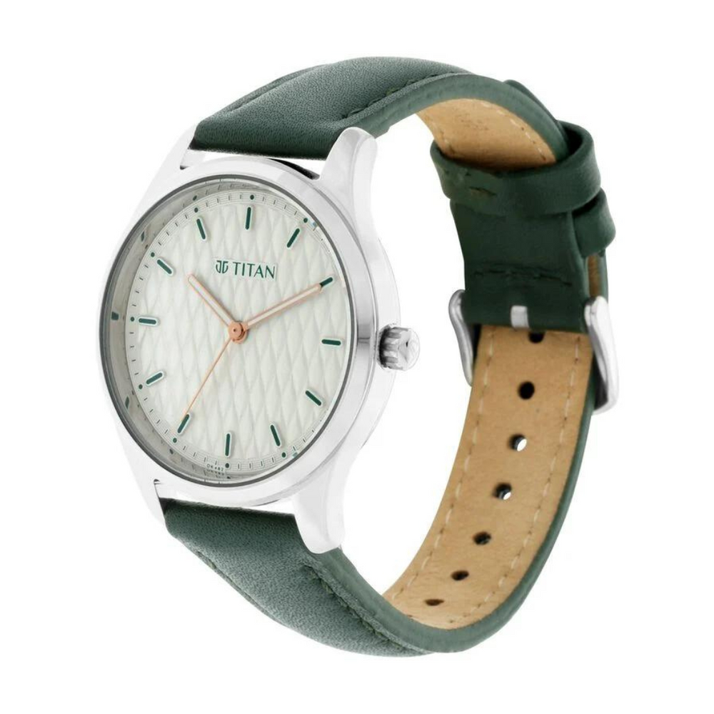 Titan Workwear White Dial Analog Leather Strap watch for Women 2639SL04 (DK482) - KRISHNA WATCH COMPANY