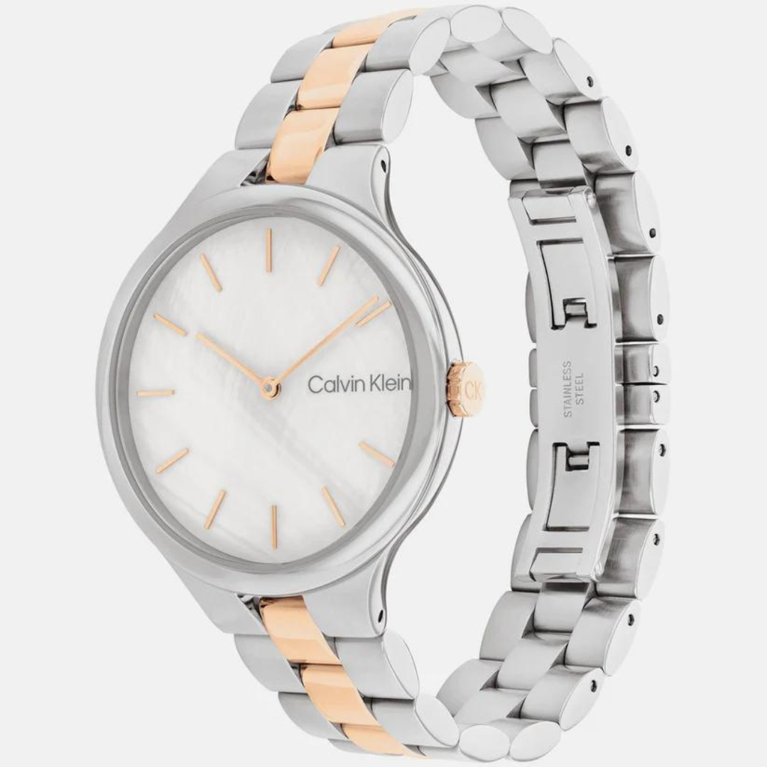Calvin Klein Linked Female White Analog Stainless Steel Watch 25200428 - KRISHNA WATCH COMPANY
