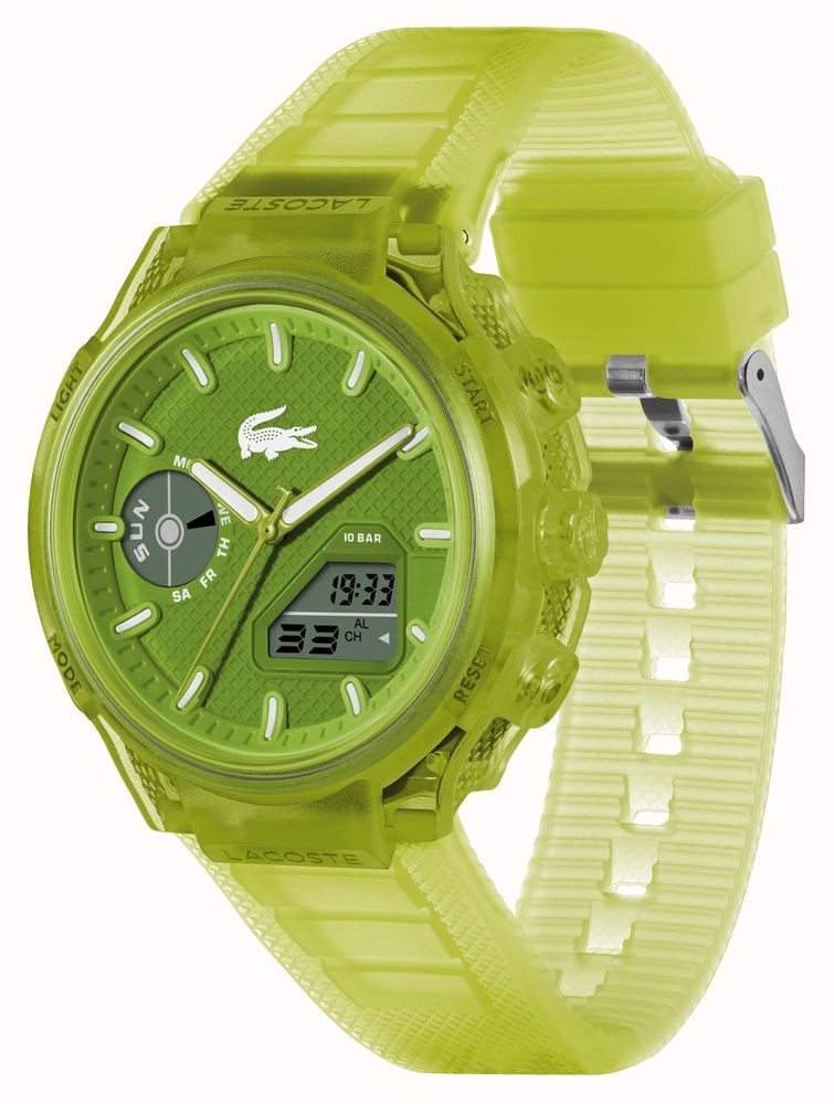 Lacoste LC33 Dual-Display Multifunction Green Silicone Strap 2011432 - KRISHNA WATCH COMPANY