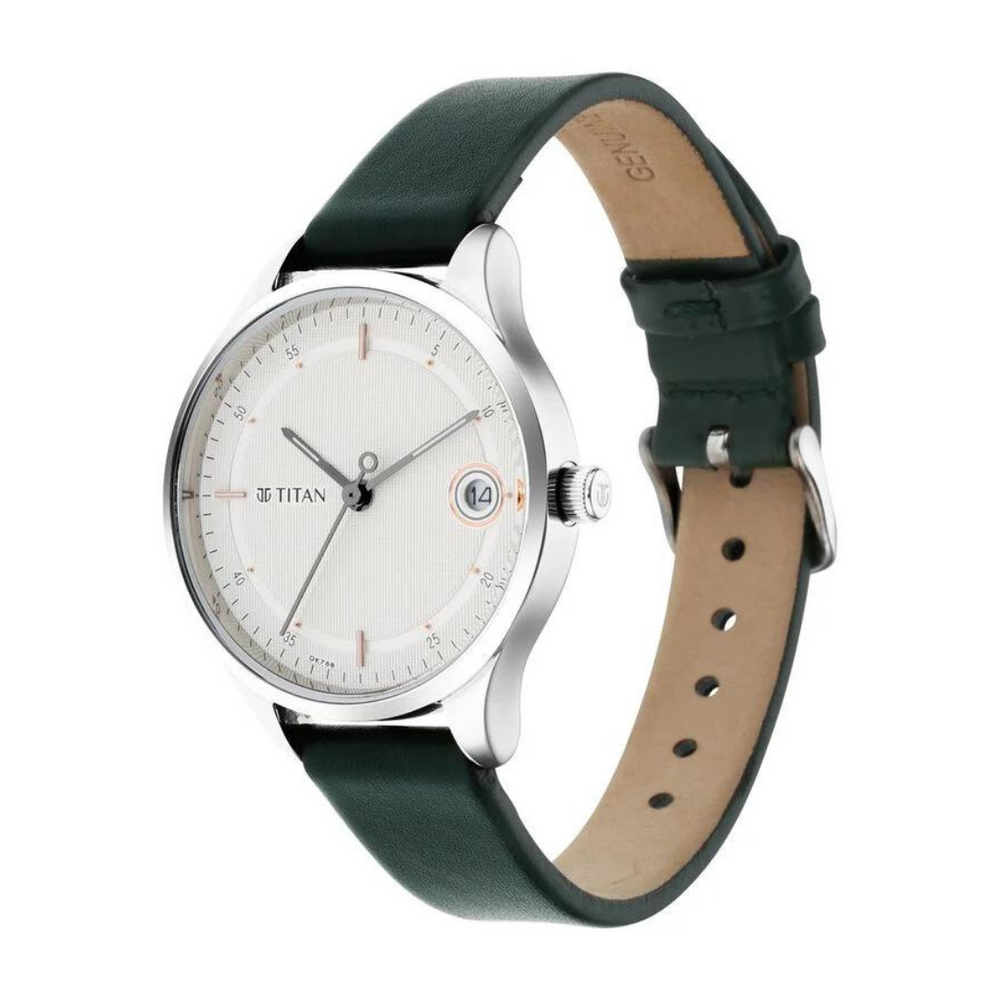 Titan Workwear Silver Dial Women Watch With Leather Strap 2649SL01 - KRISHNA WATCH COMPANY