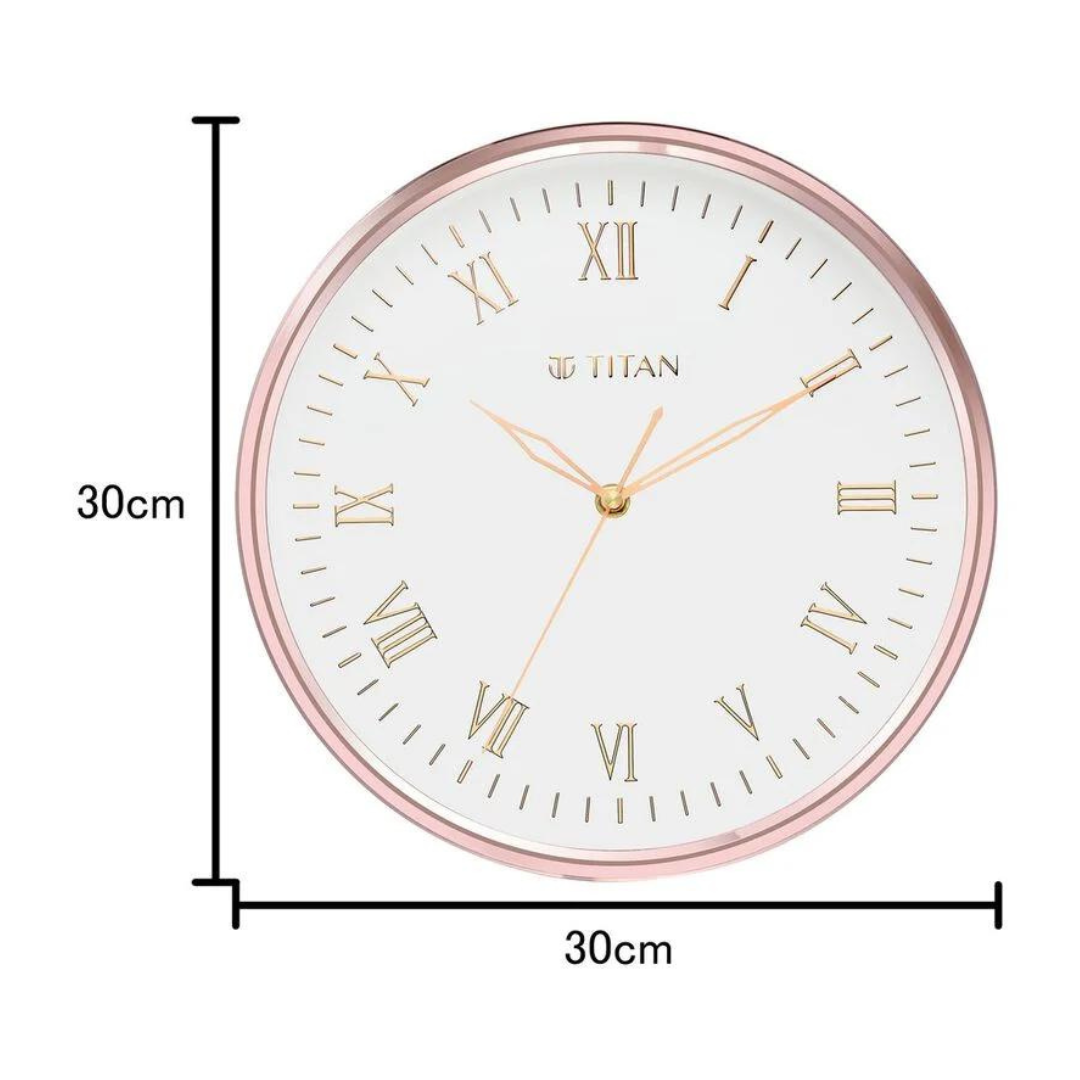 Titan Classic Rose Gold Wall Clock with Silent Sweep Technology - NTW0001PA03 - KRISHNA WATCH COMPANY