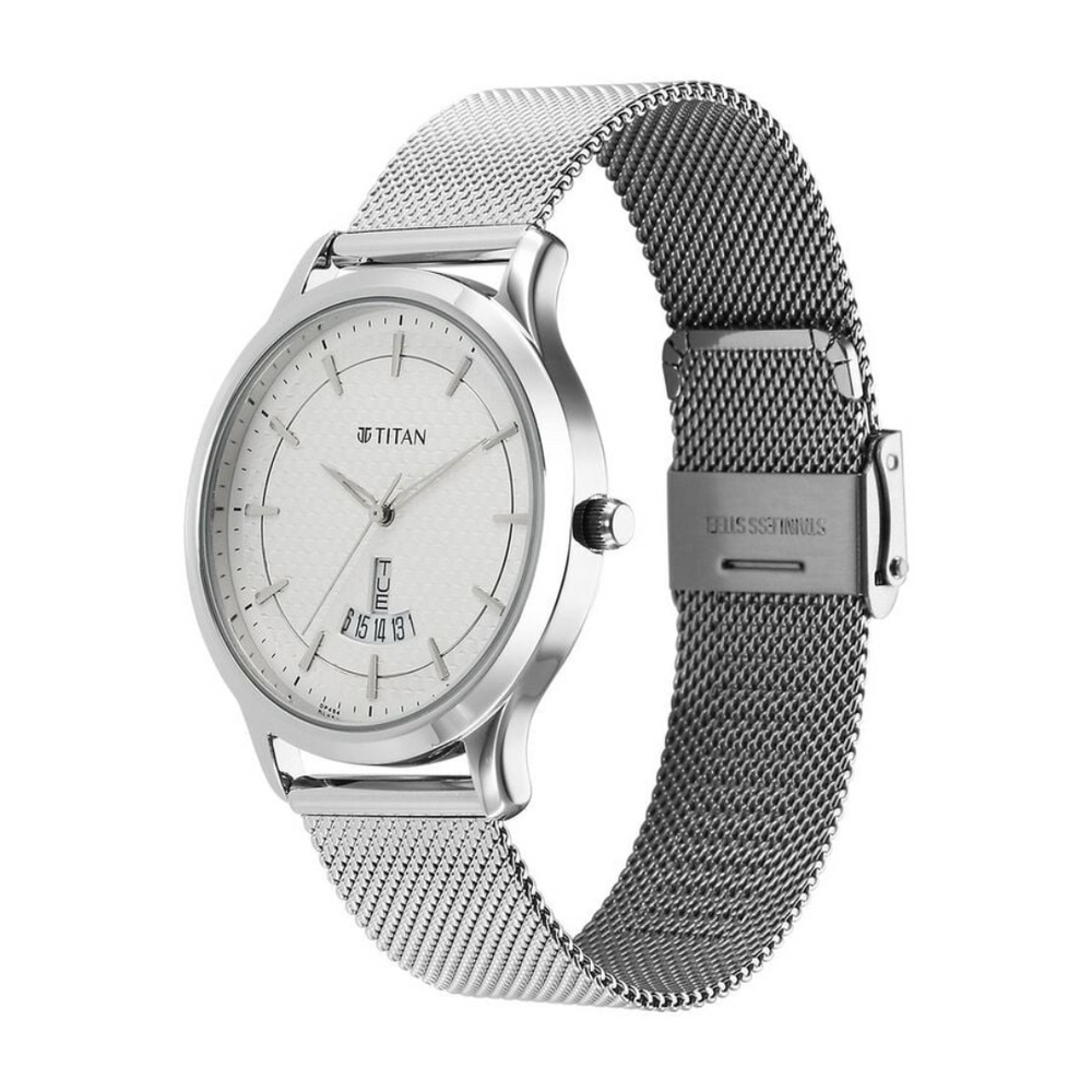 Titan Karishma Quartz Analog Silver Dial Stainless Steel Strap Watch for Men 1825SM10 - KRISHNA WATCH COMPANY