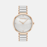 Calvin Klein Minimalistic T-Bar Female Mother Of Pearl Analog Stainless Steel Watch 25200430