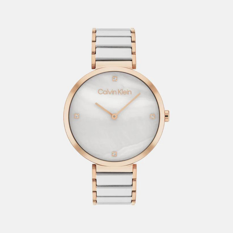 Calvin Klein Minimalistic T-Bar Female Mother Of Pearl Analog Stainless Steel Watch 25200430