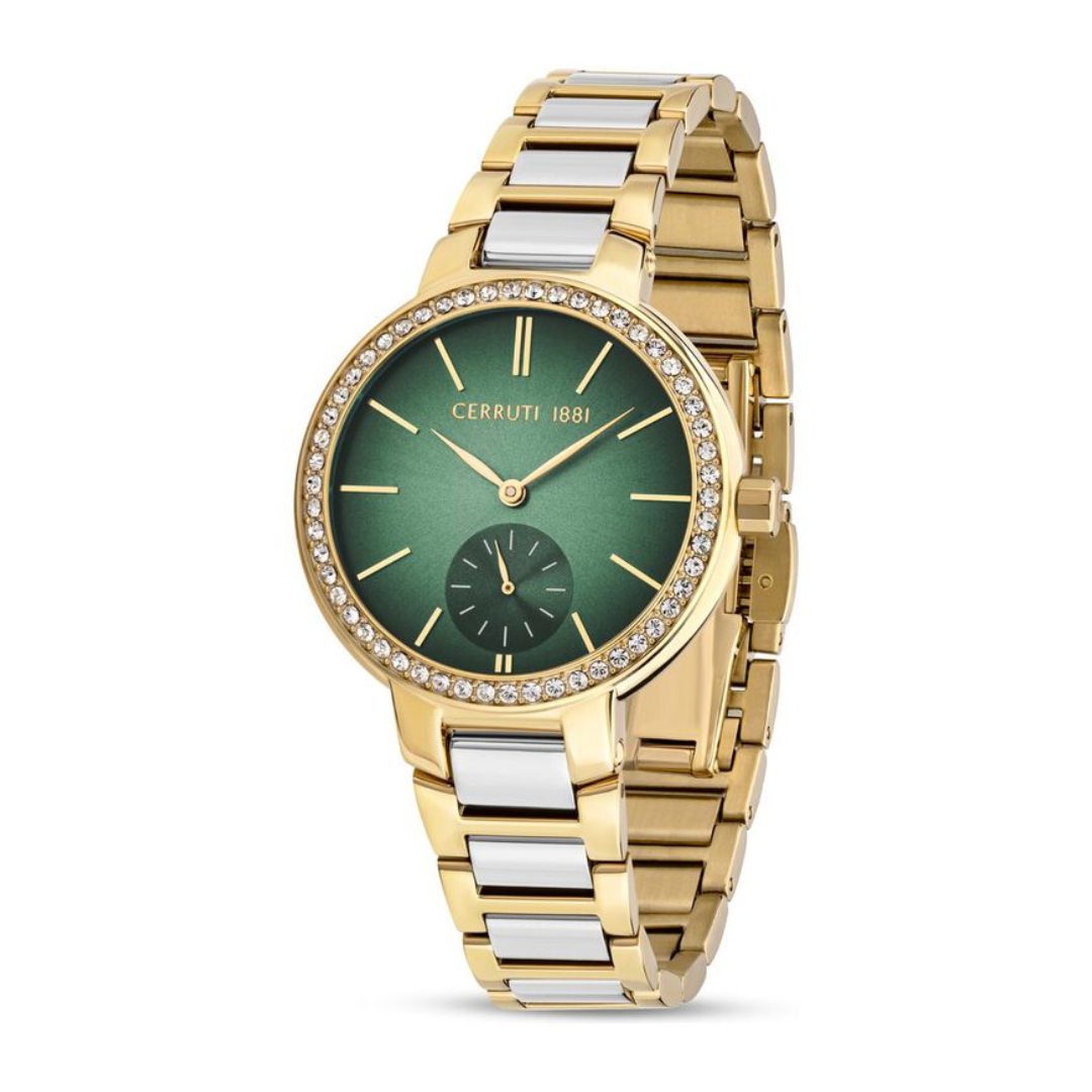 Cerruti 1881 Quartz Multifunction Green Dial Stainless Steel Strap Watch for Women CECIWLG2225602W - KRISHNA WATCH COMPANY