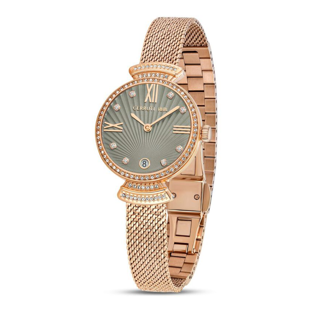 Cerruti 1881 Quartz Analog Grey Dial Stainless Steel Strap Watch for Women CECIWLH2205502W - KRISHNA WATCH COMPANY