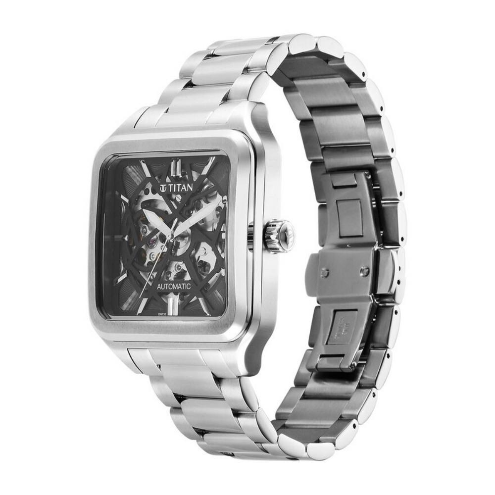 Titan Shaped Automatics Anthracite Dial Stainless Steel Strap for Men NS90162SM01 - KRISHNA WATCH COMPANY