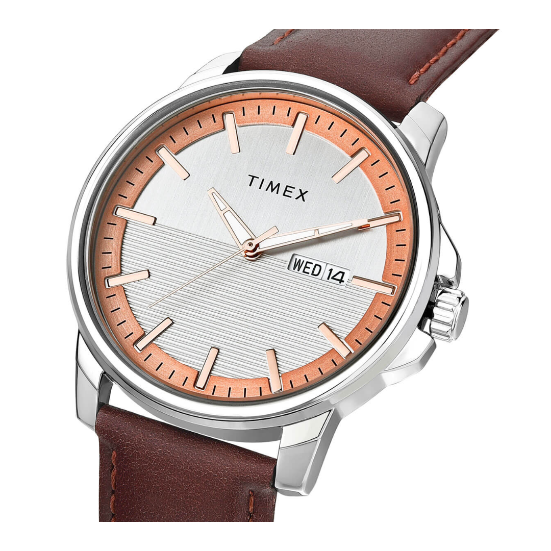 Timex Fashion Men's Silver Dial Round Case Day Date Function Watch -TWEG17210 - KRISHNA WATCH COMPANY