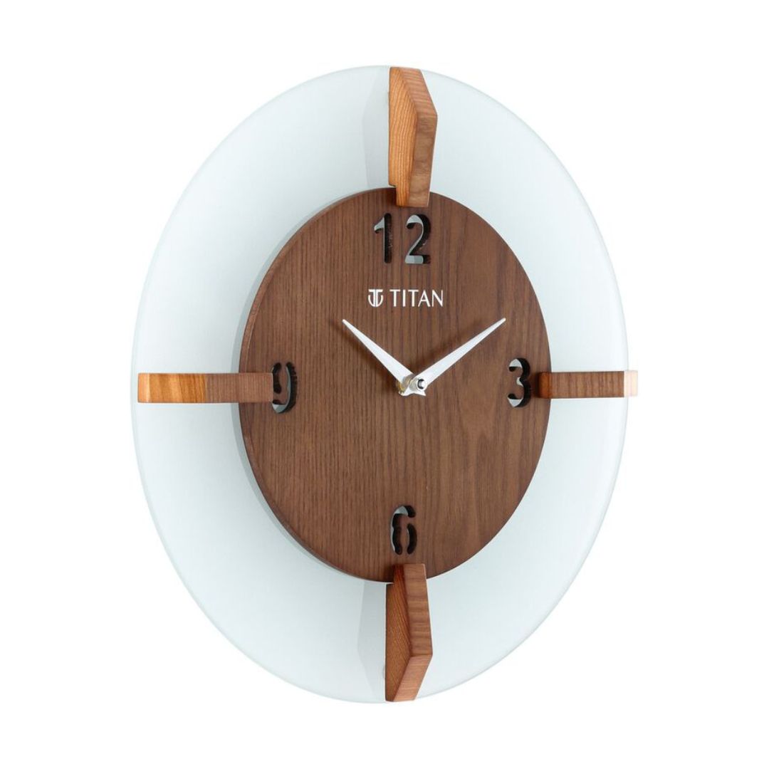 Wood & Glass Fusion Wall Clock - 32 cm x 32 cm (Medium) W0032GA01 - KRISHNA WATCH COMPANY