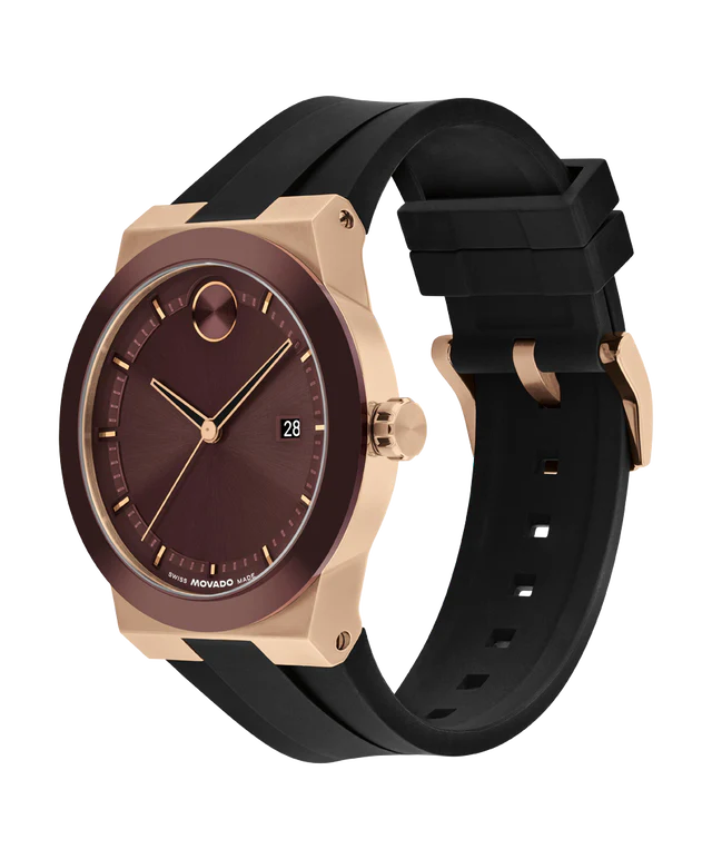 Movado Bold Men Quartz Cherry Dial Analog Silicone Watch 3601214