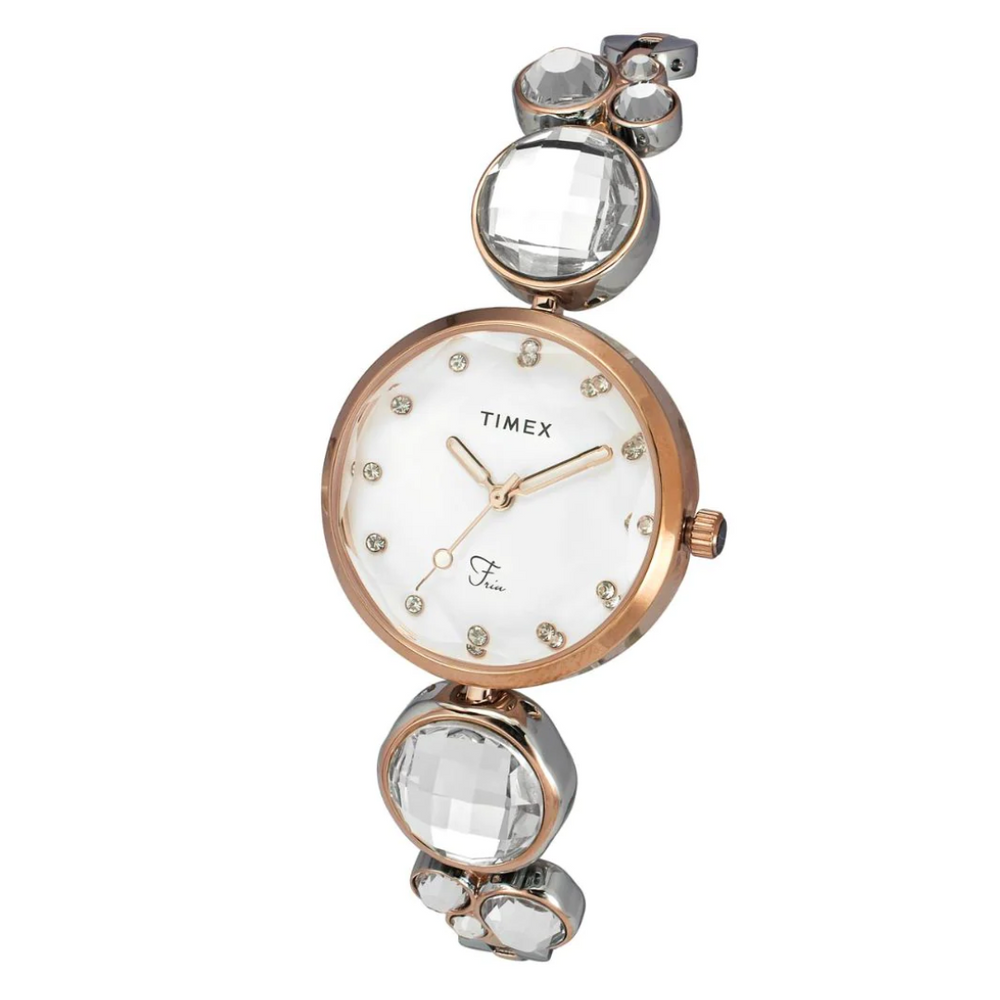 Timex Fria Women's Silver Dial Round Case 3 Hands Function Watch TWEL17002 - KRISHNA WATCH COMPANY