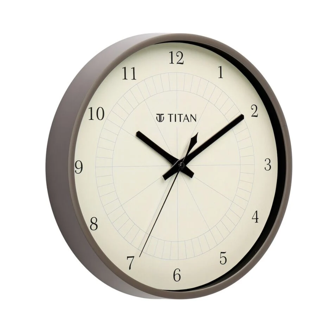 Titan Classic Wall Clock Quartz Analog Grey Dial Wall Clock W0043PA03A - KRISHNA WATCH COMPANY