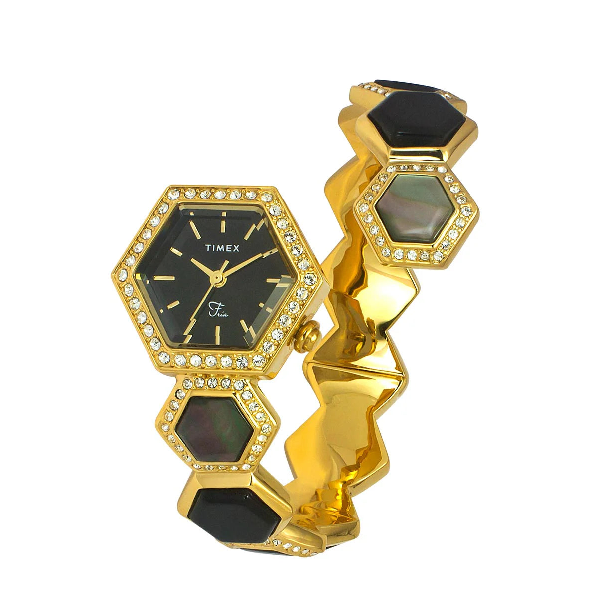 Timex Fria Women Black Hexagon Dial Analog Watch - TWEL17900 - KRISHNA WATCH COMPANY