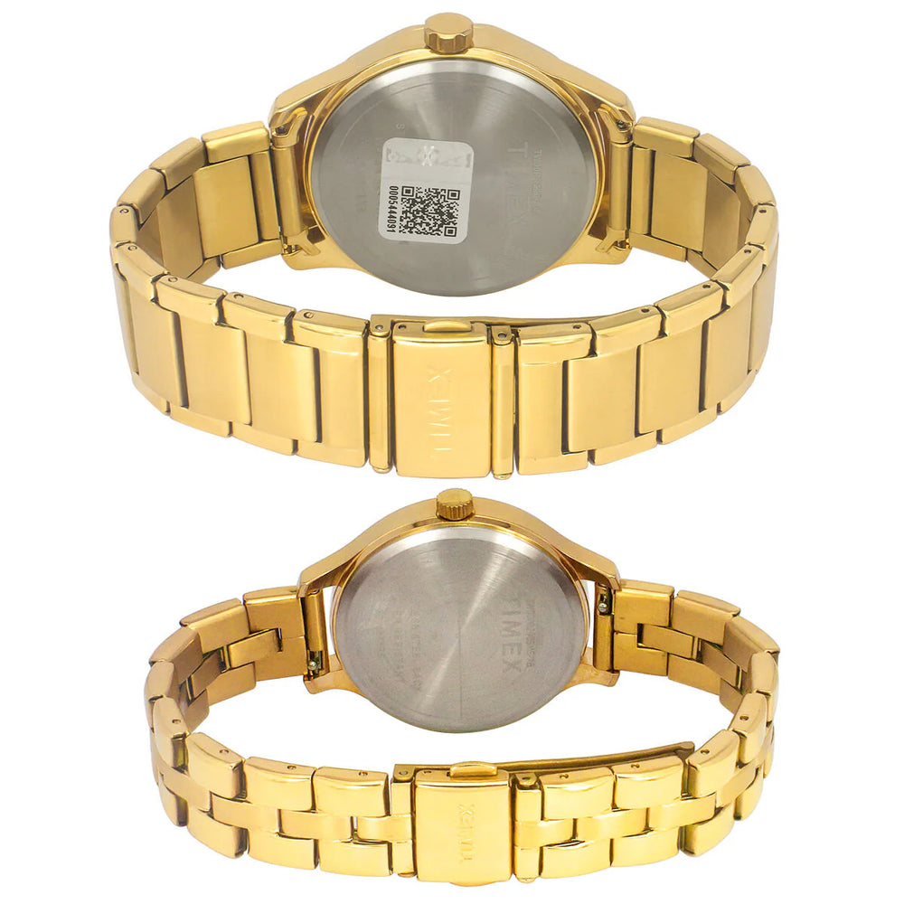 Timex Fashion Collection Premium Quality Multifunction Pair's Analog Brown Dial Coloured Quartz Watch, Round Dial With 44 Mm Case Width - TW00PR297 - KRISHNA WATCH COMPANY