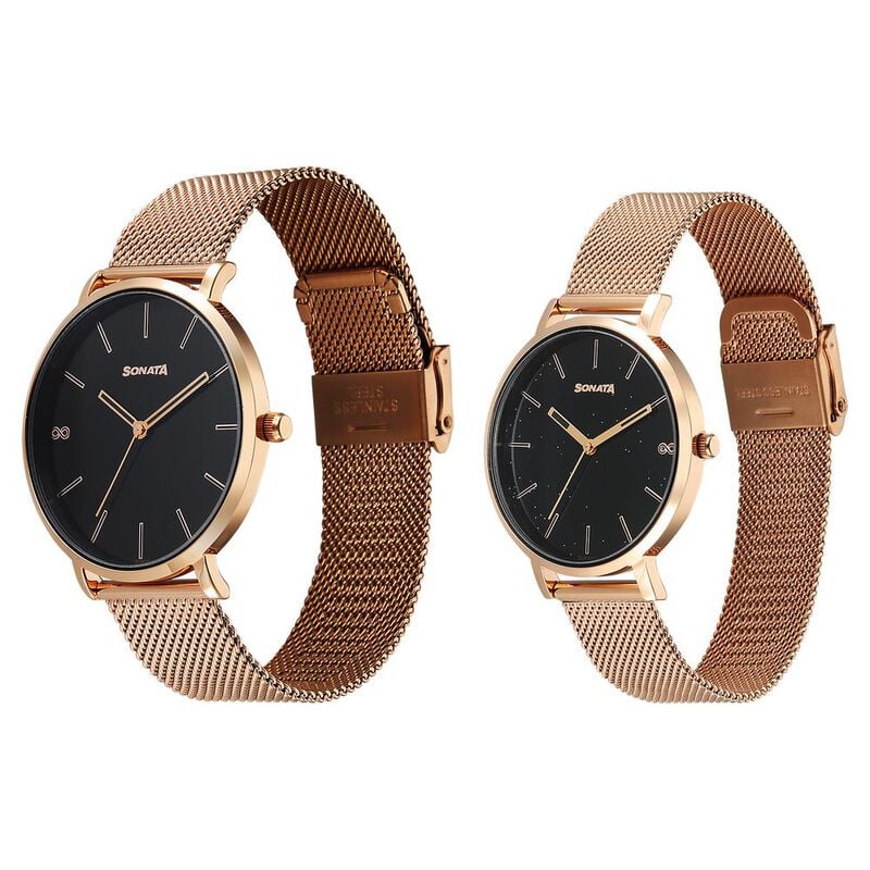 Sonata Soulmate Couple Analog Watch 7715087073WM01 - KRISHNA WATCH COMPANY