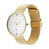 Titan Black & Gold Silver Dial Stainless Steel Strap Watch 1849YM01