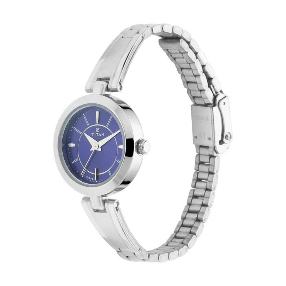 Titan Quartz Analog Blue Dial Metal Strap Watch for Women 2598SM03 - KRISHNA WATCH COMPANY