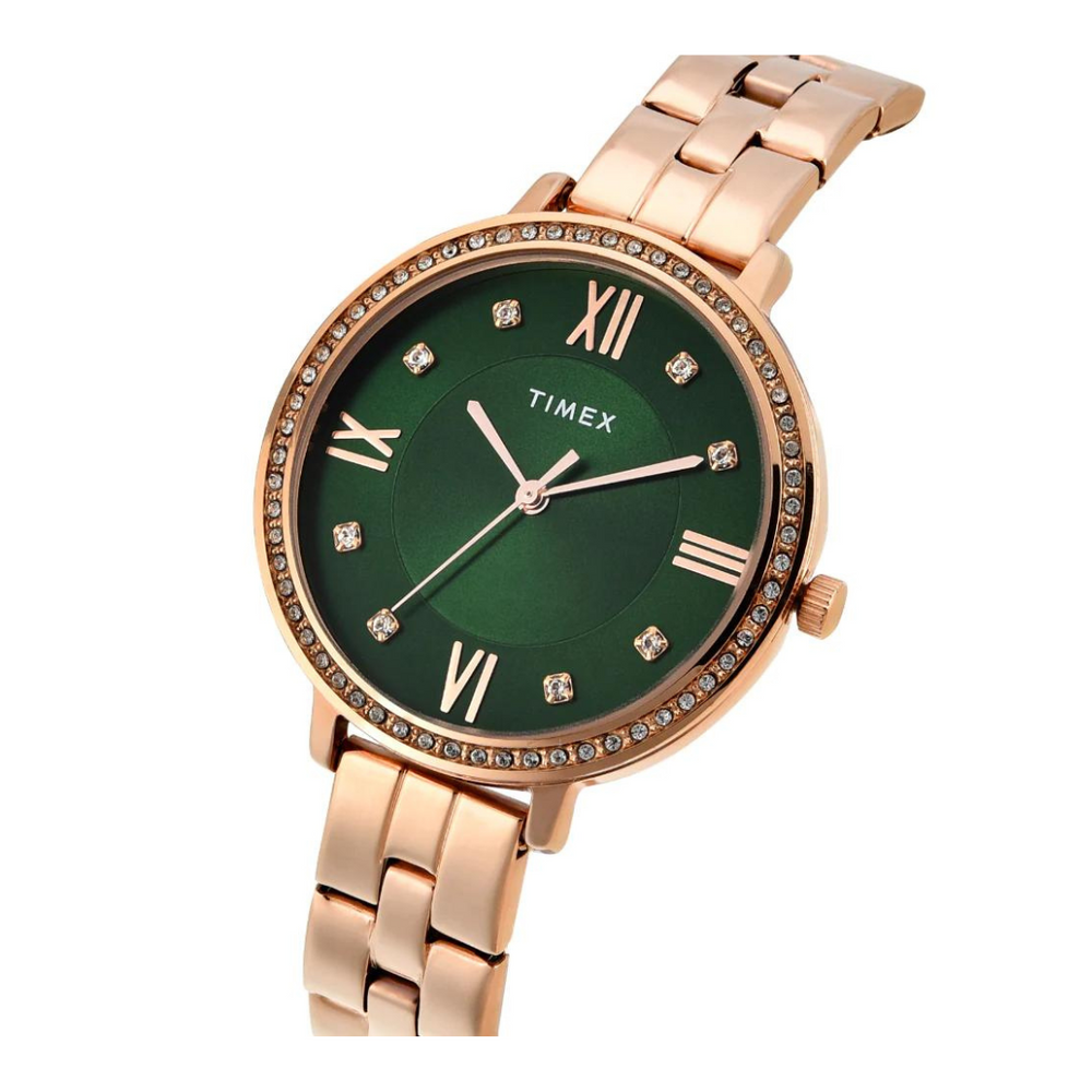Timex Women Green Round Analog Dial Watch- TWEL14710 - KRISHNA WATCH COMPANY