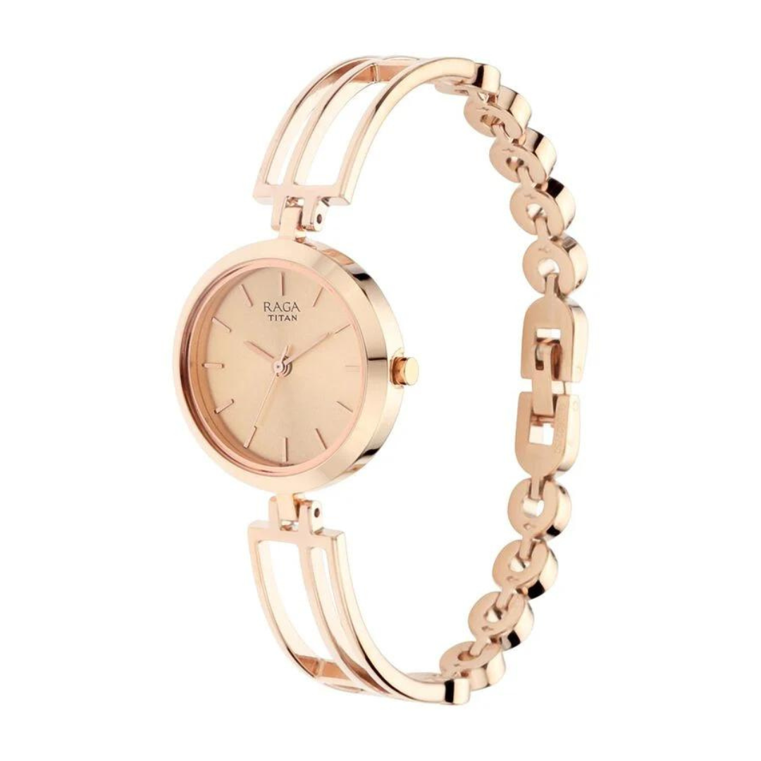 Titan Raga Viva Rose Gold Metal Analog Strap Watch for Women - 2622WM01 - KRISHNA WATCH COMPANY