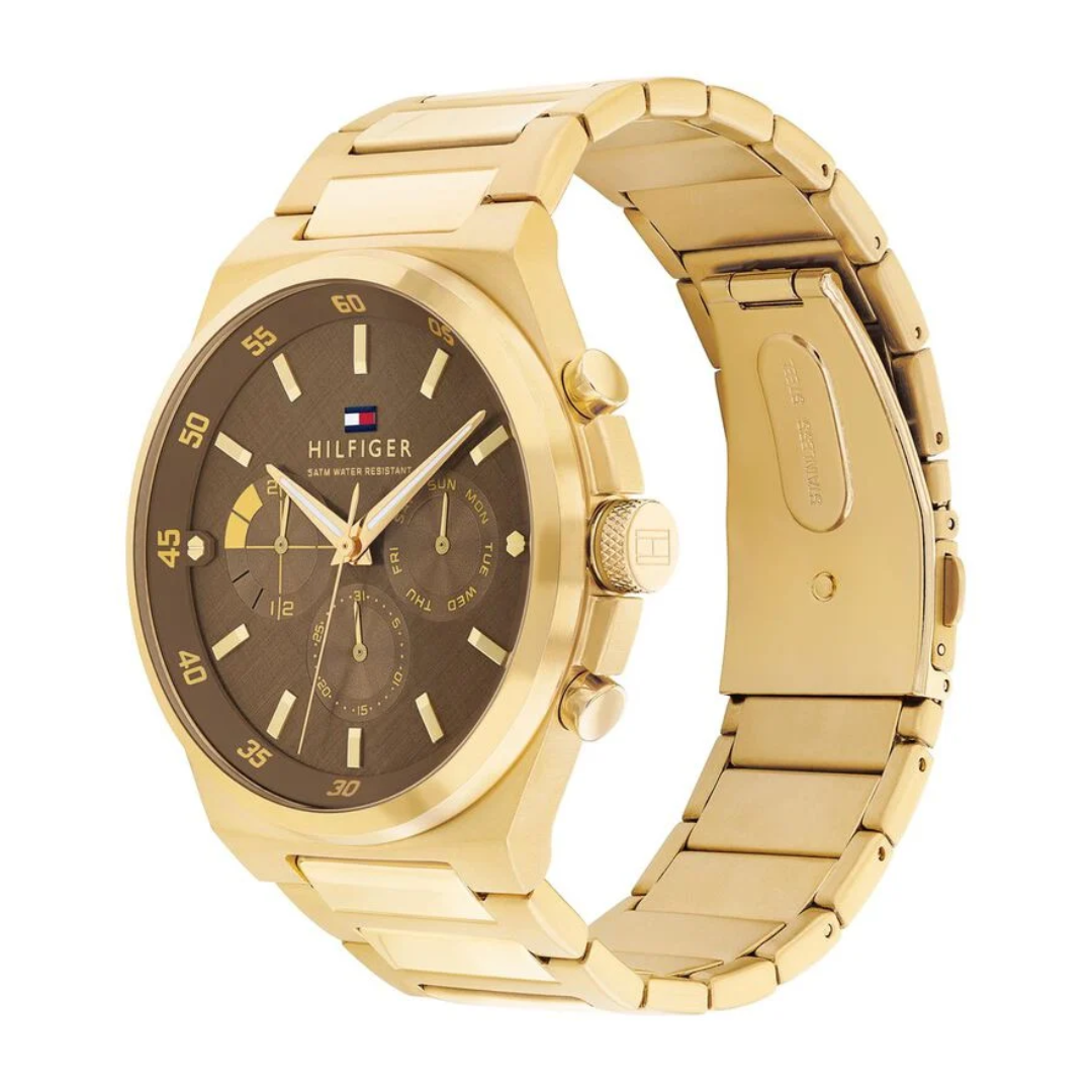 Tommy Hilfiger Dexter 46 mm Brown Dial Stainless Steel Analogue Watch For Men 1792090 - KRISHNA WATCH COMPANY