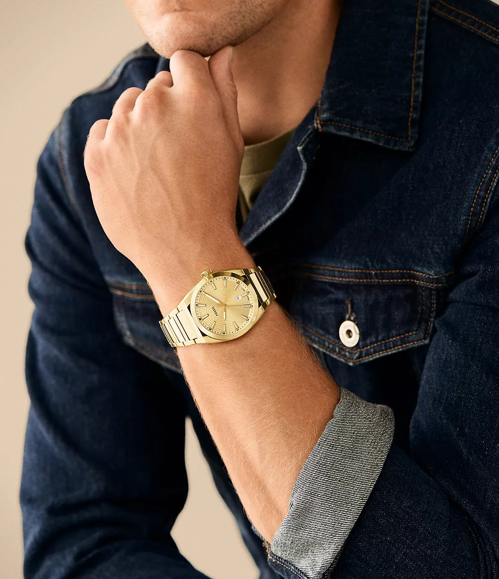 FOSSIL Everett Three-Hand Date Gold-Tone Stainless Steel Watch - FS5965 - KRISHNA WATCH COMPANY