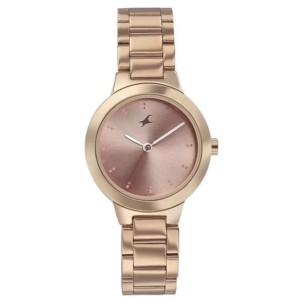 Fastrack Pulse Quartz Analog Pink Dial Stainless Steel Strap Watch for Girls 6150wm01
